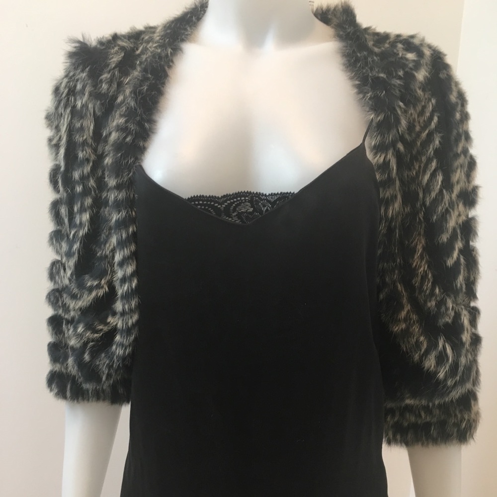 Neiman Marcus Metric Knits Cropped Fur Jacket sz M